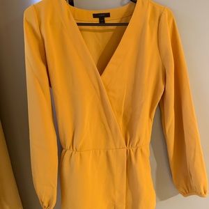 J crew drapey crepe faux-wrap top mustard